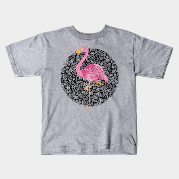 Floral Flamingo Kids T-Shirt by paviash